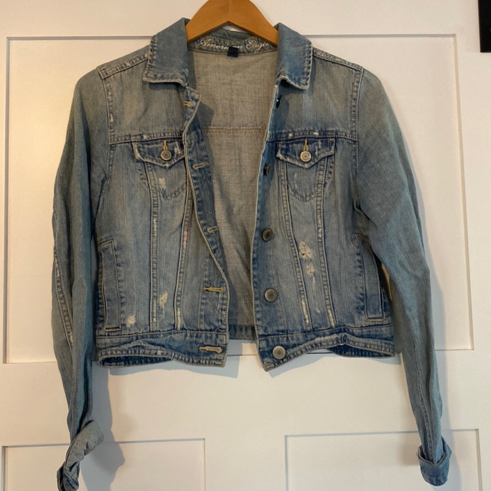 American Eagle distressed denim jacket